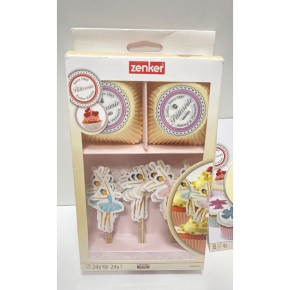 Zenker Baking Lot Ballerina Cake Toppers & Wrappers Cupcake Glitter Stencils New - Picture 4 of 7